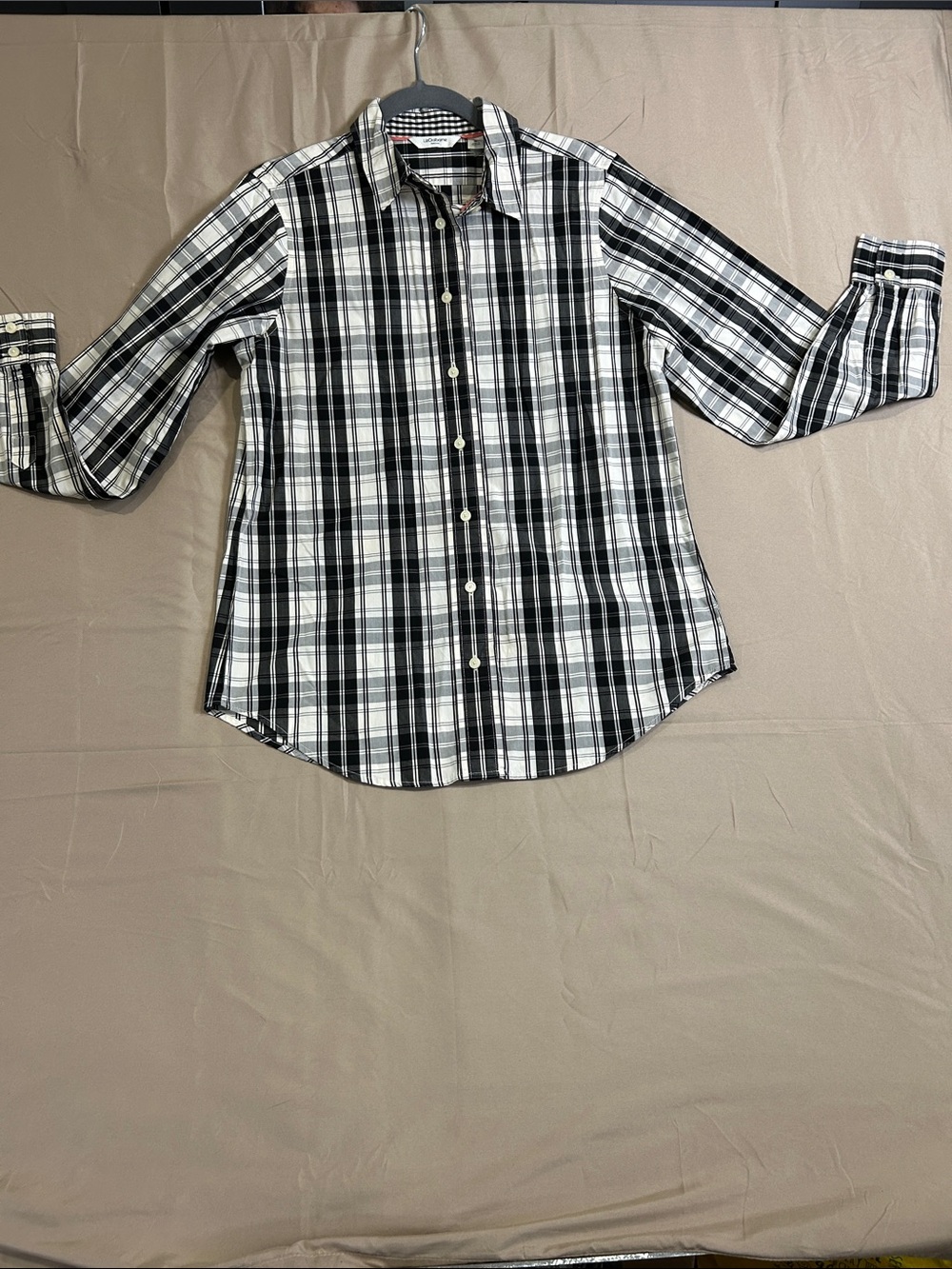 Liz Claiborne Black and White Plaid Button-Down Shirt